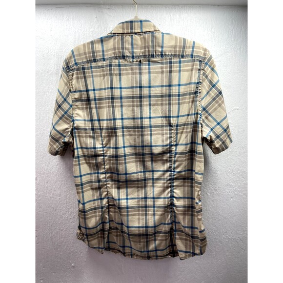 Prana Mens Brown Plaid Short Sleeve Button Down Shirt Size Medium - Picture 3 of 3